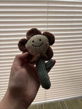Plush Flower Cat Toy - Brown & Cream
